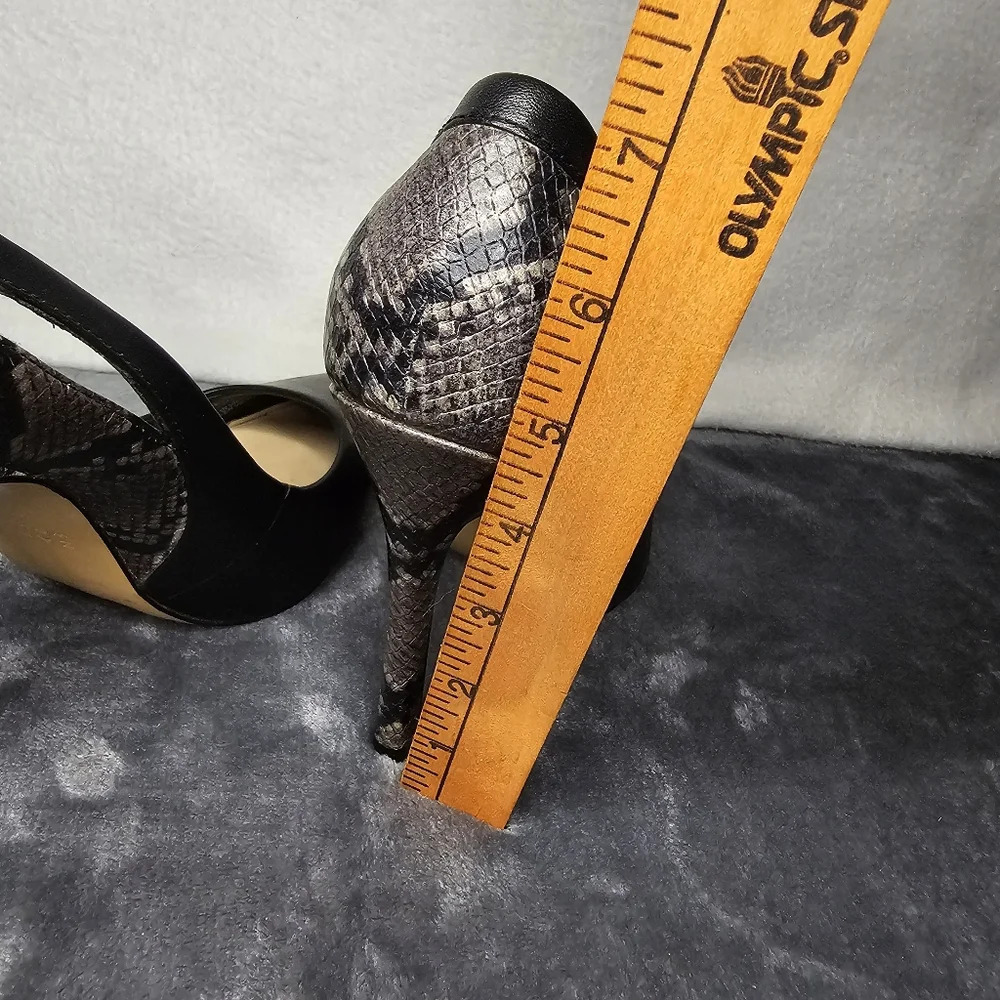 Zara Black Snakeskin Print Pointed Toe Heels - Picture 7 of 13